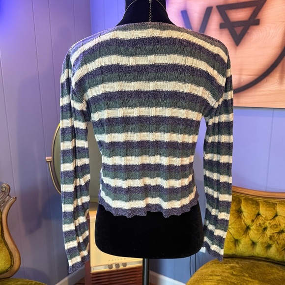 Vintage 90s Stefano Cropped Striped Sweater - Picture 2 of 5